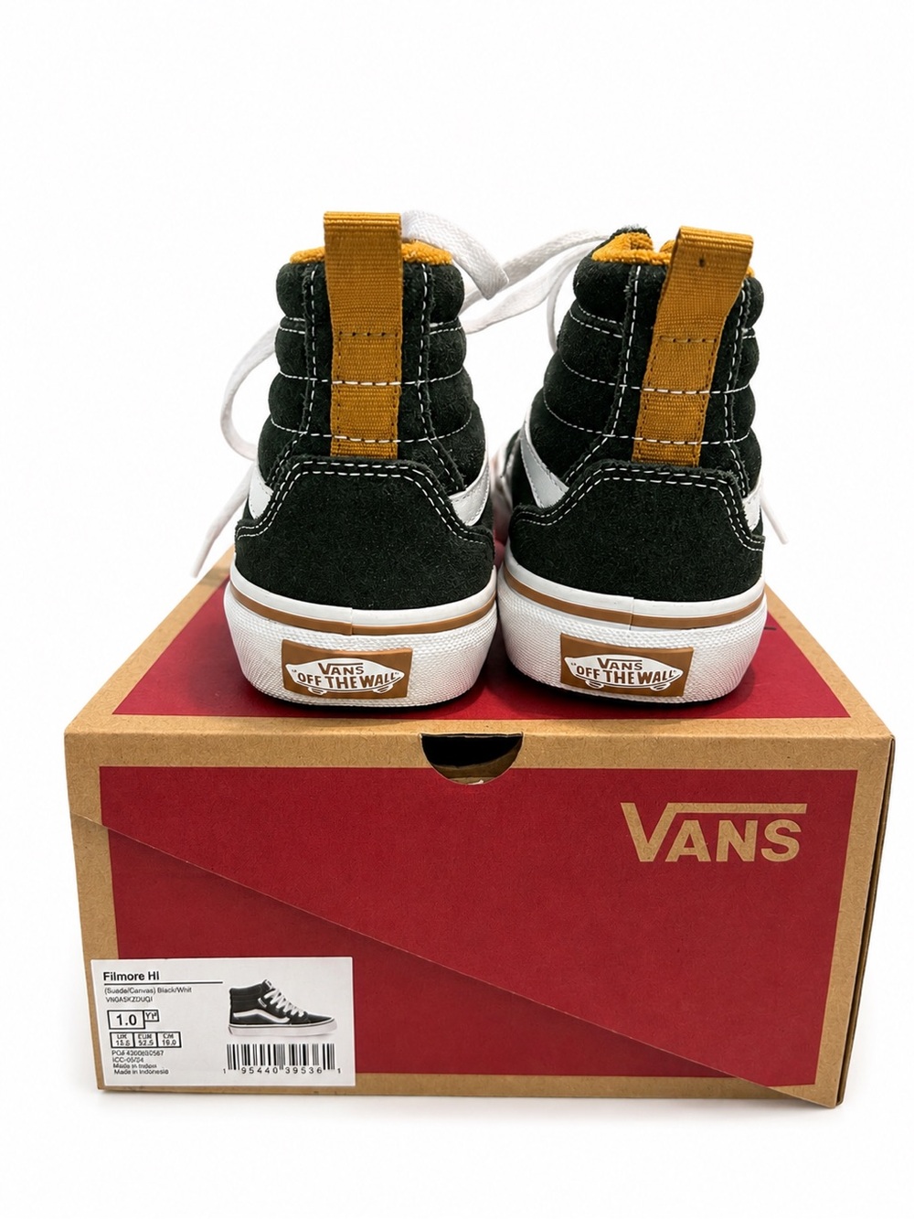 NWT-Vans High Top Sneakers in Blue & Mustard Lining- Size 1 - Picture 2 of 4